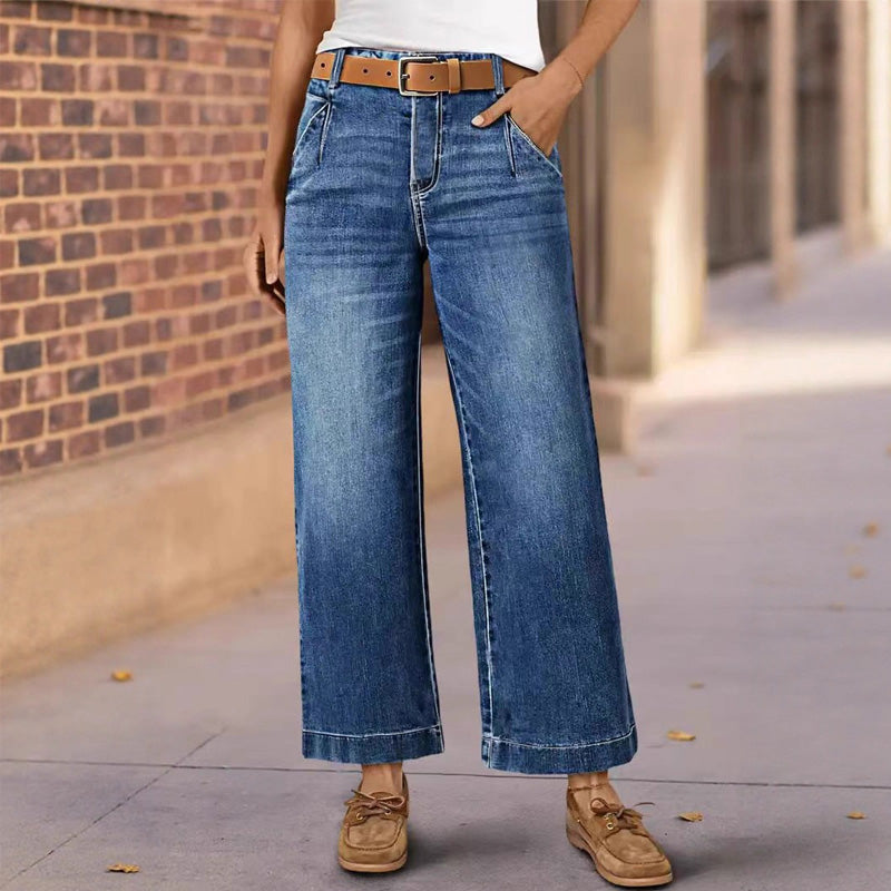 Women's High-Waist Straight-Leg Denim Jeans