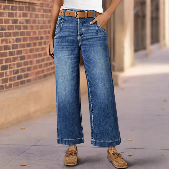 Women's High-Waist Straight-Leg Denim Jeans