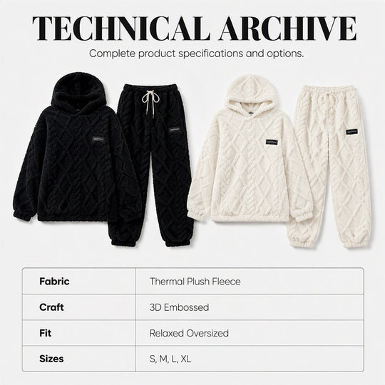 ☁️ Cozy Everyday Comfort | Women's Plush Textured Hoodie & Pants 2-Piece Set