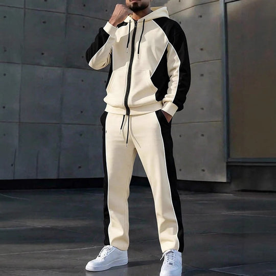 ✨ Easy Everyday Comfort | Men's Color-Block Zip-Up Hoodie & Sweatpants 2-Piece Set