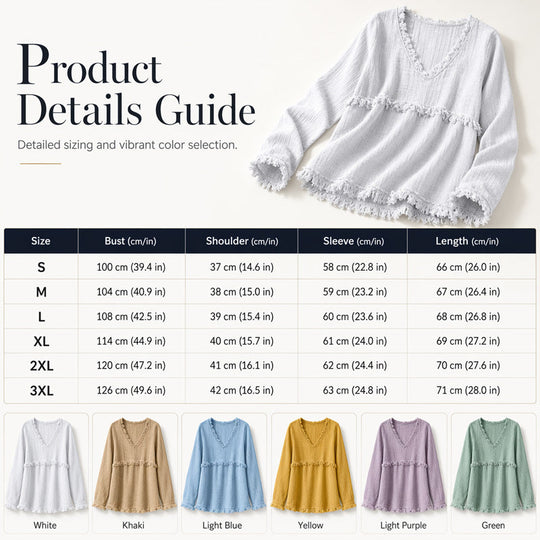 Bestseller🏆👚 Tassel V-Neck Blouse – Timeless Silhouette & All-Day Comfort for Every Look