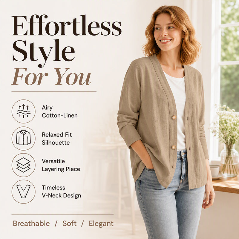 Bestseller🏆🧥 Breathable V-Neck Cardigan – Timeless Silhouette & All-Day Comfort for Every Look