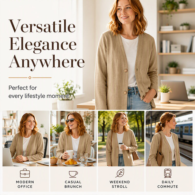 Bestseller🏆🧥 Breathable V-Neck Cardigan – Timeless Silhouette & All-Day Comfort for Every Look