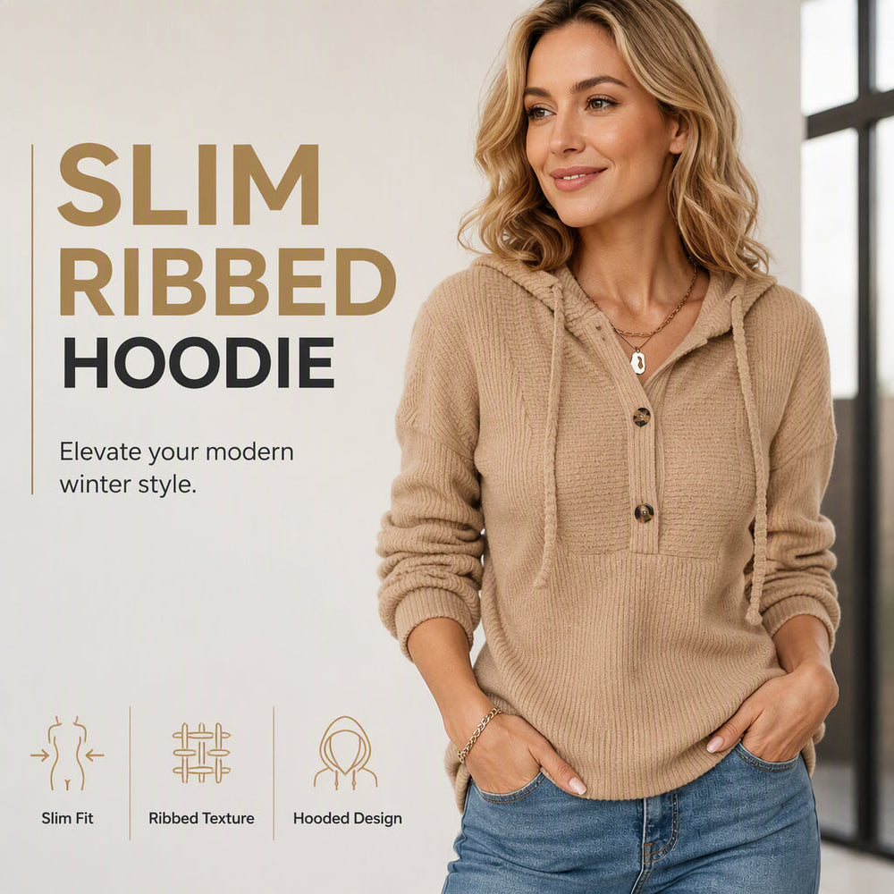 Bestseller🏆🧥 Ribbed Hooded Knit Top – Timeless Silhouette & All-Day Comfort for Every Occasion