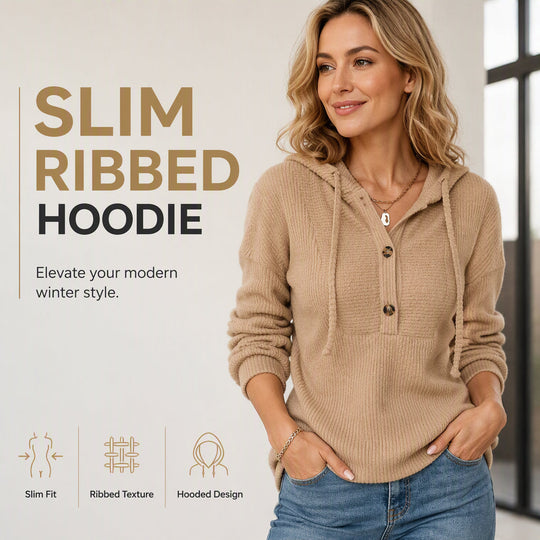 Bestseller🏆🧥 Ribbed Hooded Knit Top – Timeless Silhouette & All-Day Comfort for Every Occasion