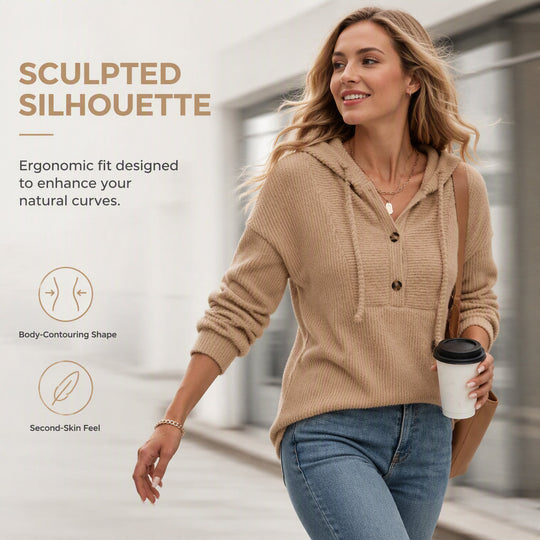 Bestseller🏆🧥 Ribbed Hooded Knit Top – Timeless Silhouette & All-Day Comfort for Every Occasion