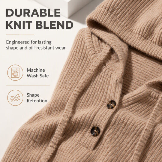 Bestseller🏆🧥 Ribbed Hooded Knit Top – Timeless Silhouette & All-Day Comfort for Every Occasion
