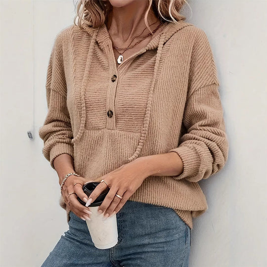 Bestseller🏆🧥 Ribbed Hooded Knit Top – Timeless Silhouette & All-Day Comfort for Every Occasion