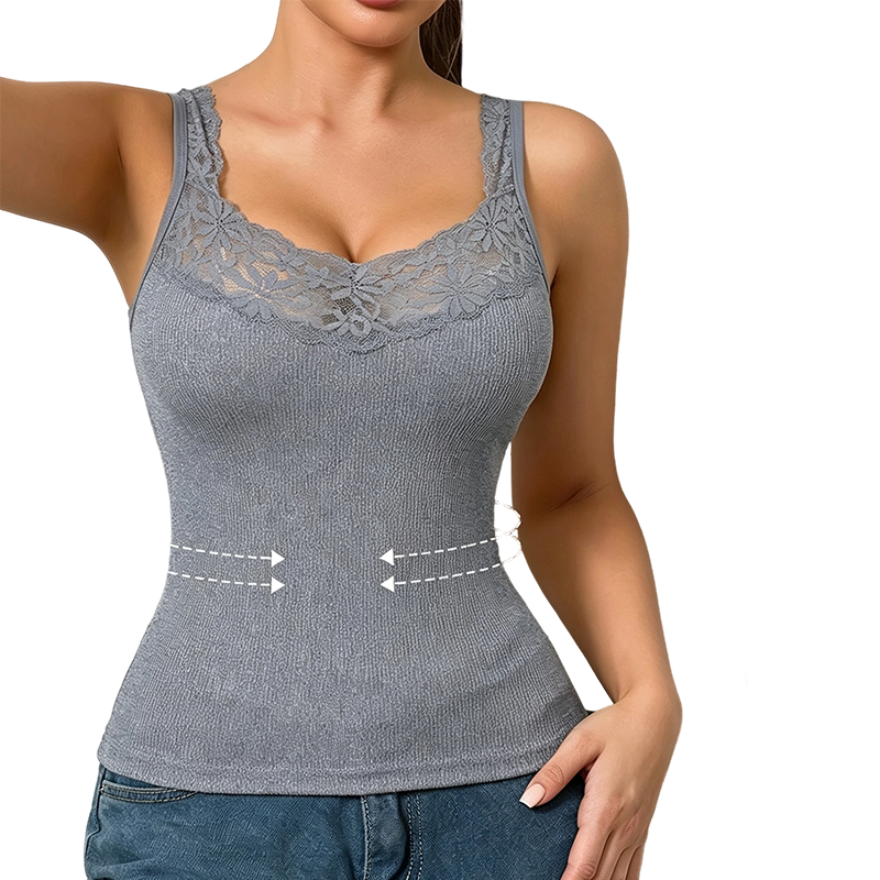 👚Seasonal Style - Lace Trim Slim Fit Tank Top – Flattering Curves & Multi‑Occasion Wear as Base Layer or Standalone Top