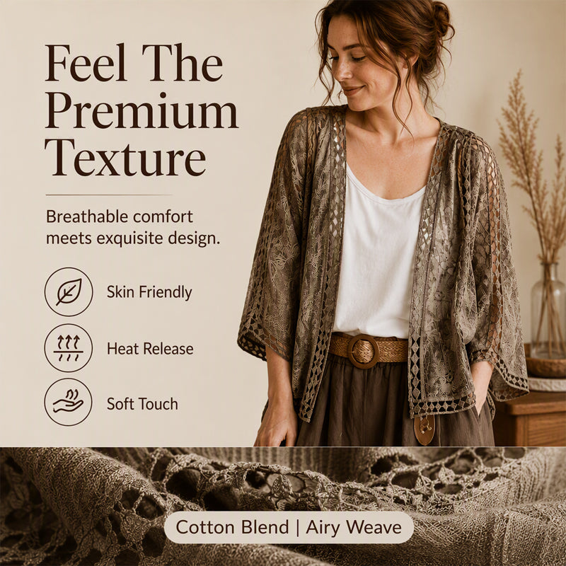 🧥Seasonal Style - Loose Hollow Knit Cardigan – Flowing Silhouette & Easy Pairing with Tanks or Dresses
