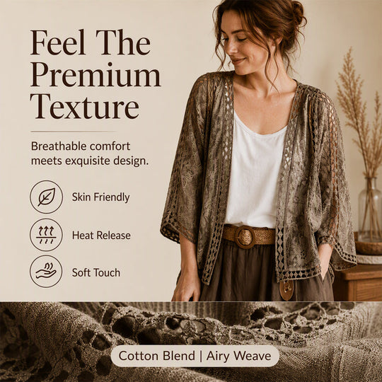 🧥Seasonal Style - Loose Hollow Knit Cardigan – Flowing Silhouette & Easy Pairing with Tanks or Dresses