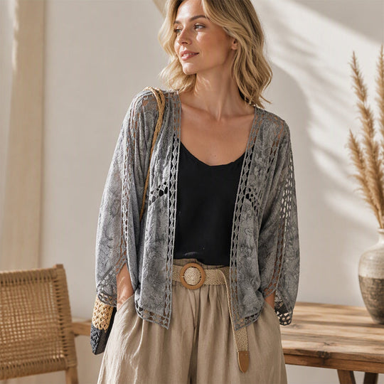 🧥Seasonal Style - Loose Hollow Knit Cardigan – Flowing Silhouette & Easy Pairing with Tanks or Dresses