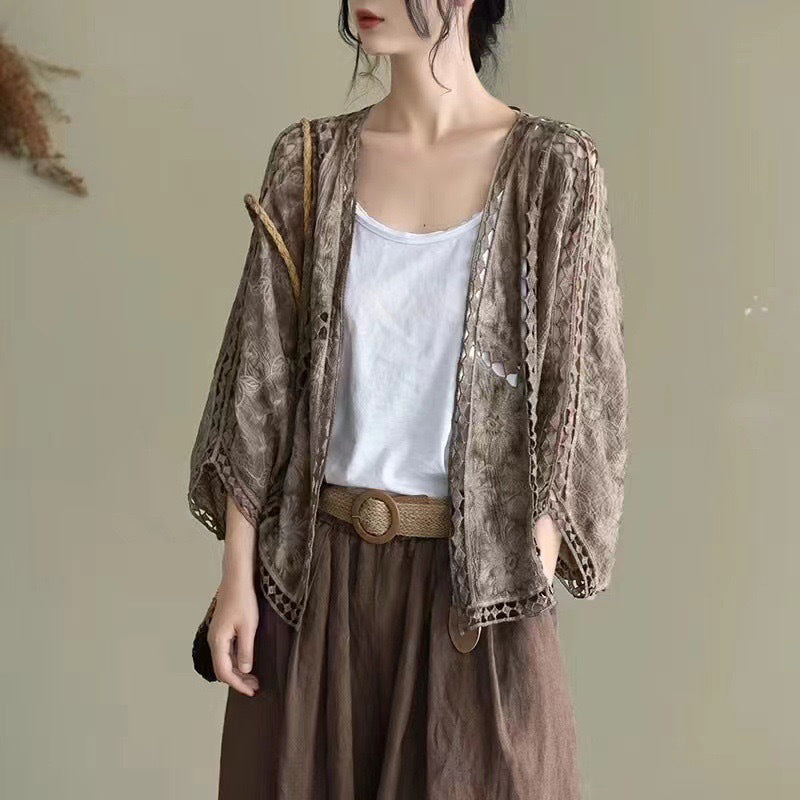 🧥Seasonal Style - Loose Hollow Knit Cardigan – Flowing Silhouette & Easy Pairing with Tanks or Dresses