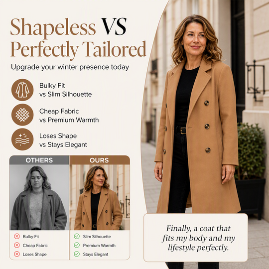 ✨ Timeless Warmth | Women's Double-Breasted Wool-Blend Coat