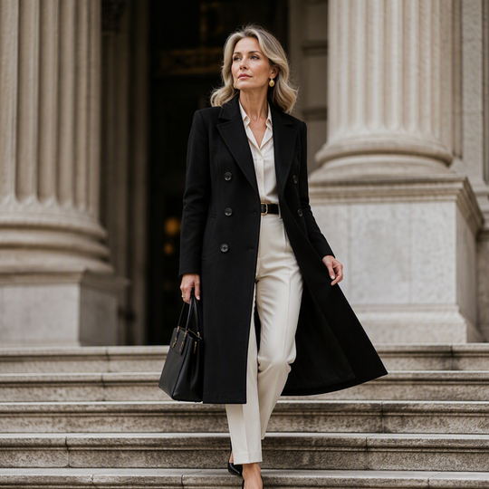✨ Timeless Warmth | Women's Double-Breasted Wool-Blend Coat