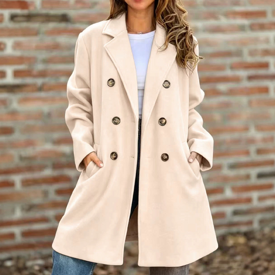 ✨ Timeless Warmth | Women's Double-Breasted Wool-Blend Coat