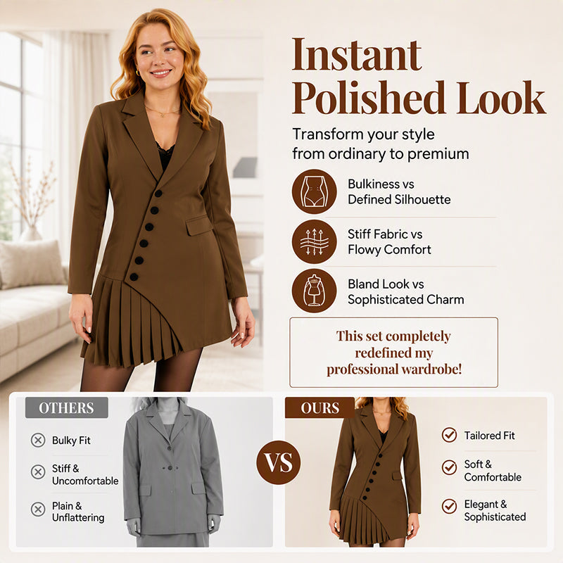 ✨ Elevated Elegance | Women's Tailored Blazer Midi Dress