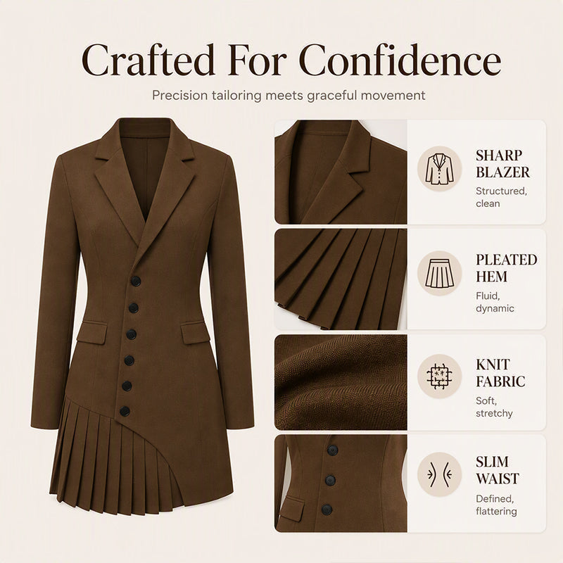 ✨ Elevated Elegance | Women's Tailored Blazer Midi Dress