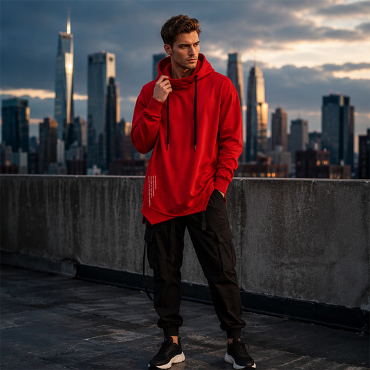 🍂 Easy Everyday Comfort | Men's Relaxed High-Neck Hooded Sweatshirt