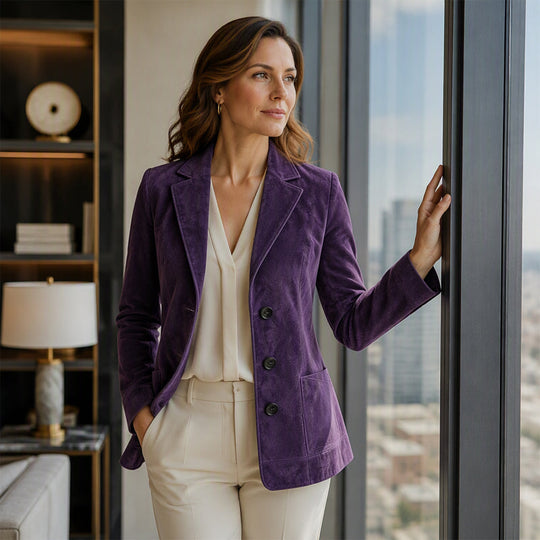 Women's Chic Suede Blazer Jacket