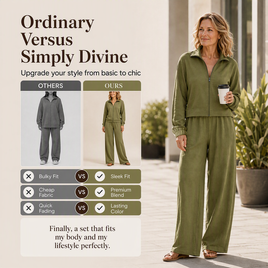 ✨ Effortless Comfort | Women's Zip-Up Cardigan & Wide-Leg Pants 2-Piece Set
