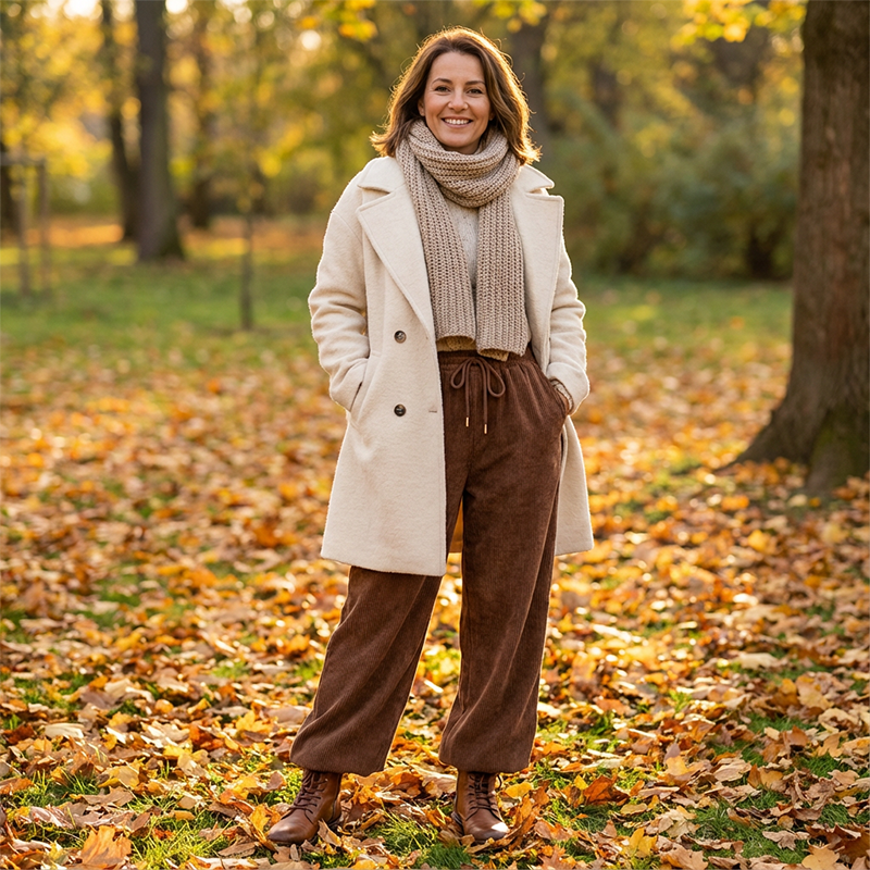 Casual Loose Fit Corduroy Trousers for Women