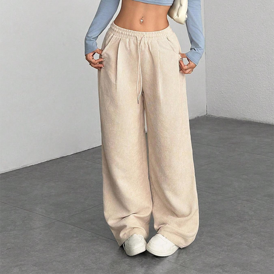 Casual Loose Fit Corduroy Trousers for Women