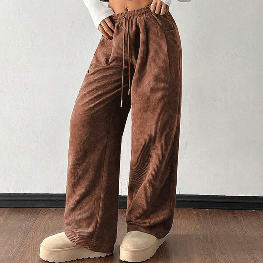 Casual Loose Fit Corduroy Trousers for Women