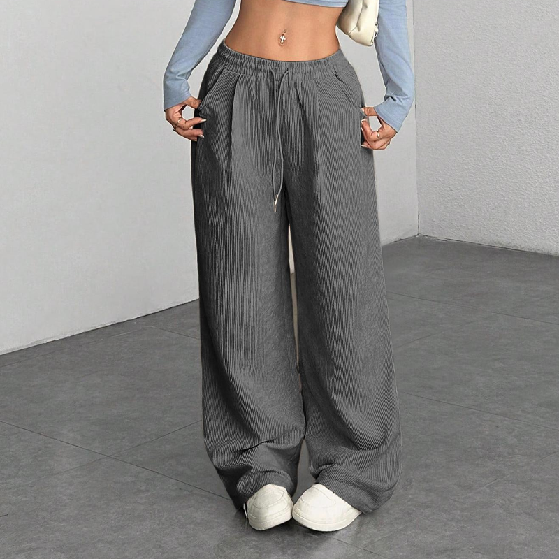 Casual Loose Fit Corduroy Trousers for Women