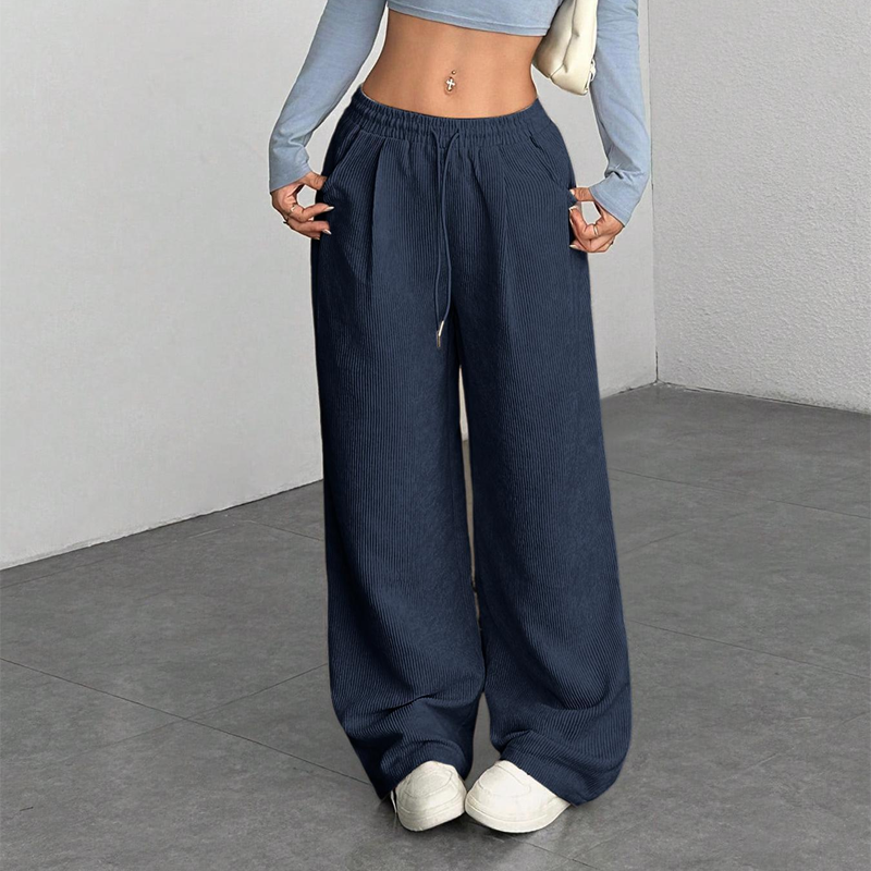 Casual Loose Fit Corduroy Trousers for Women