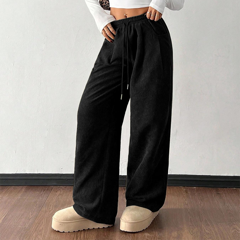 Casual Loose Fit Corduroy Trousers for Women