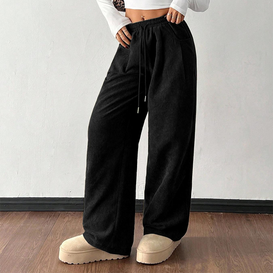 Casual Loose Fit Corduroy Trousers for Women