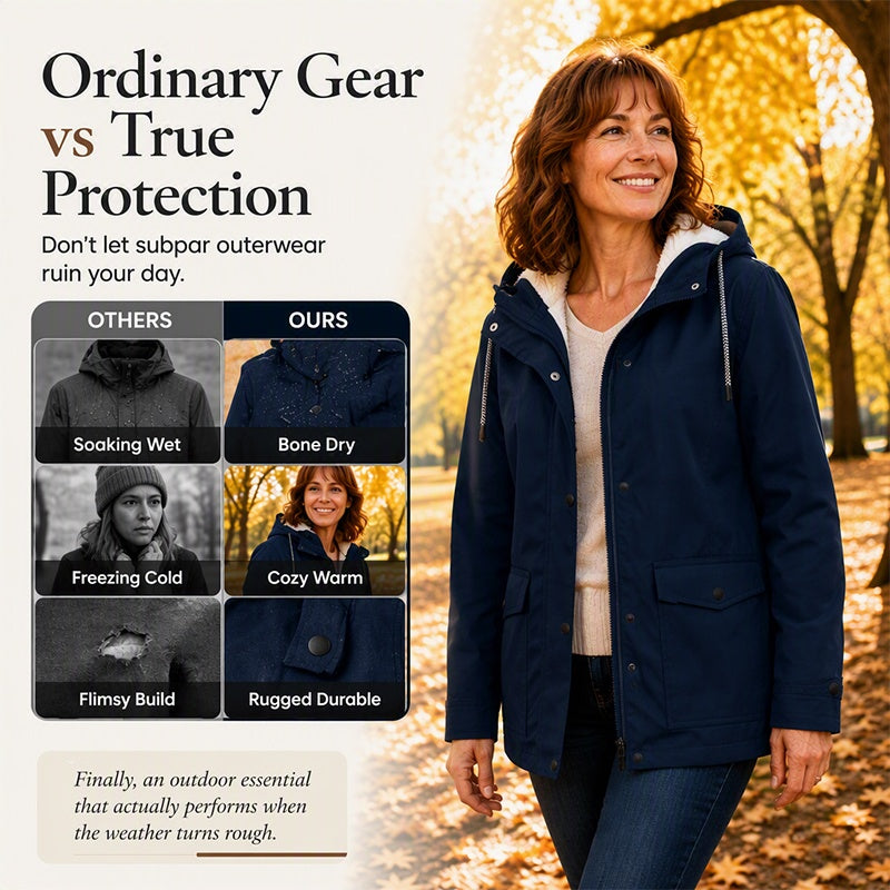 🏆Last Day-50% OFF❤️‍🔥Women's Plush-Lined Windproof Hooded Jacket