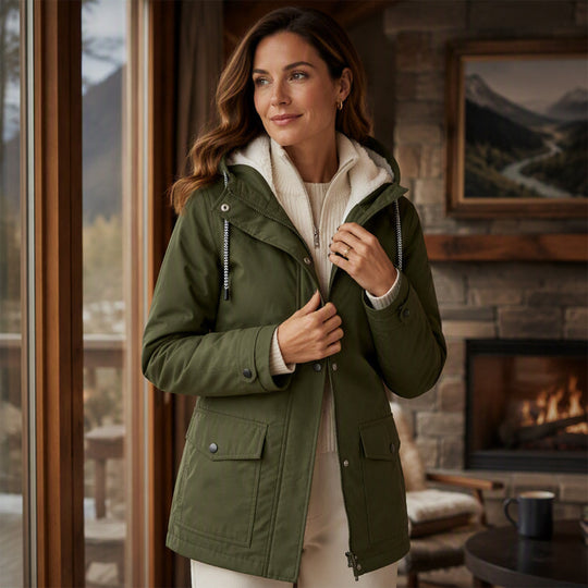🏆Last Day-50% OFF❤️‍🔥Women's Plush-Lined Windproof Hooded Jacket