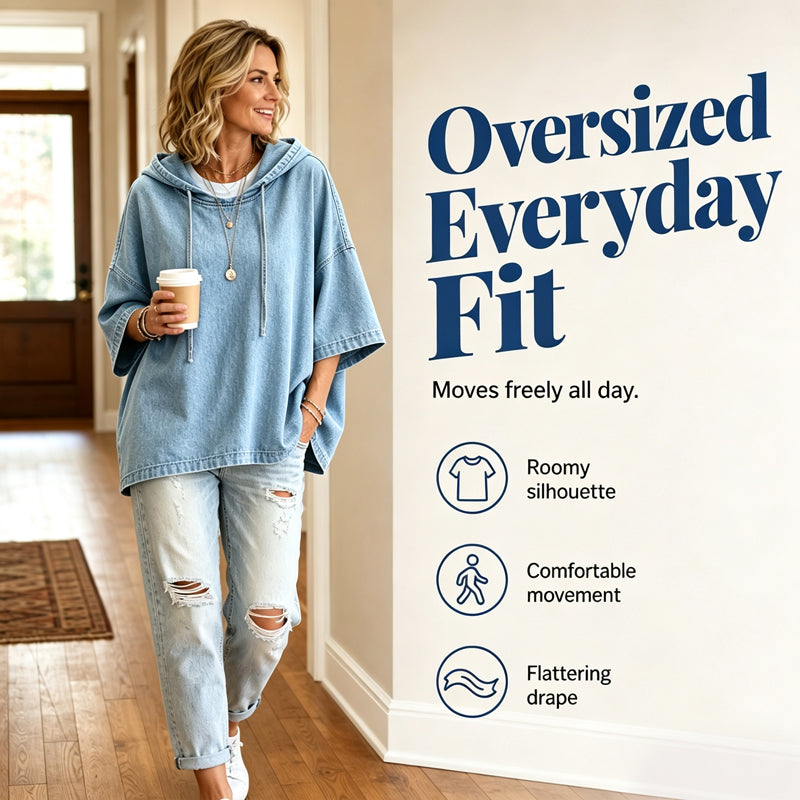 Bestseller🏆🧥 Denim Hoodie – Timeless Silhouette & All-Day Comfort for Every Occasion