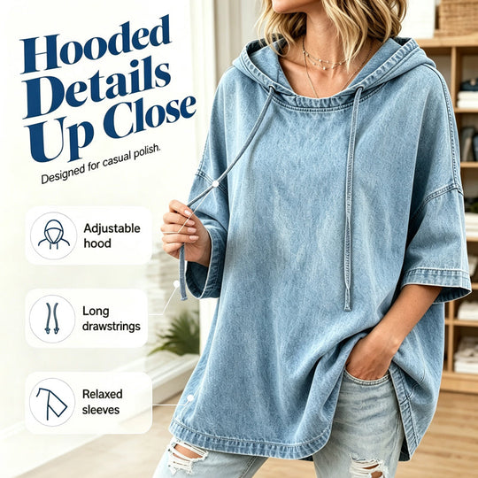 Bestseller🏆🧥 Denim Hoodie – Timeless Silhouette & All-Day Comfort for Every Occasion
