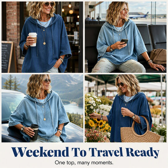 Bestseller🏆🧥 Denim Hoodie – Timeless Silhouette & All-Day Comfort for Every Occasion