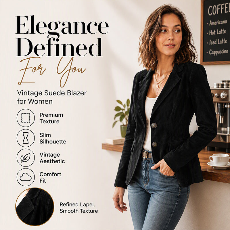 Women’s Chic Suede Slim-Fit Blazer – Elegant Fall Jacket