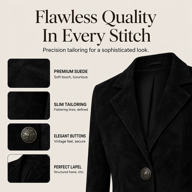 Women’s Chic Suede Slim-Fit Blazer – Elegant Fall Jacket
