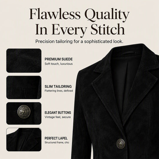 Women’s Chic Suede Slim-Fit Blazer – Elegant Fall Jacket