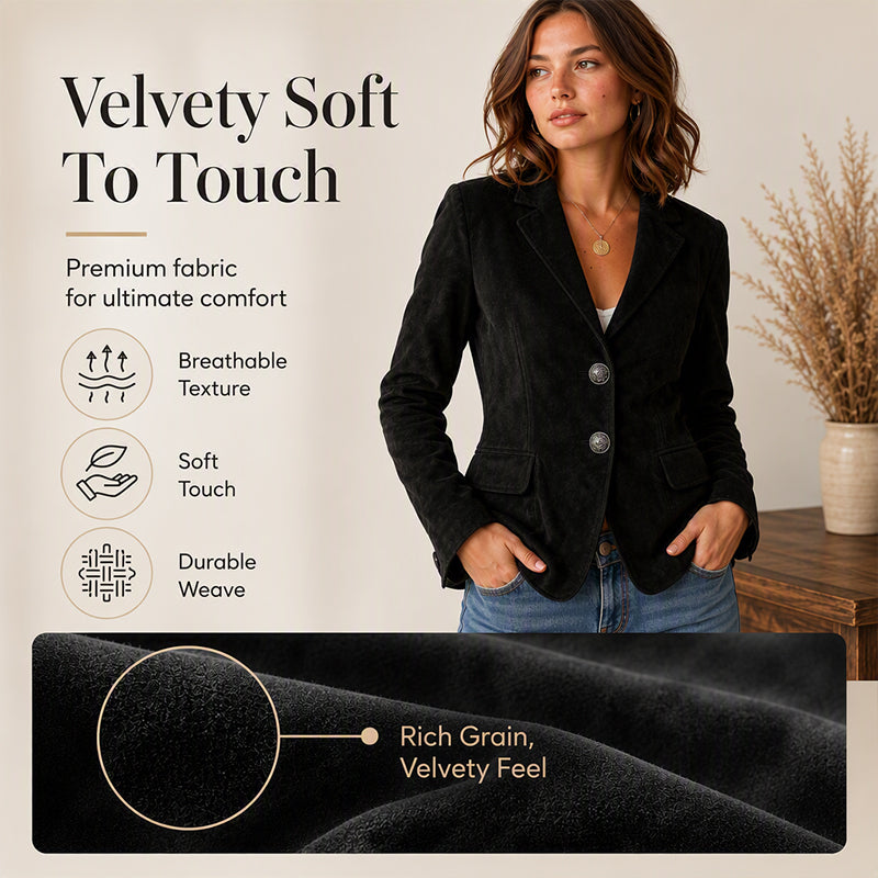 Women’s Chic Suede Slim-Fit Blazer – Elegant Fall Jacket