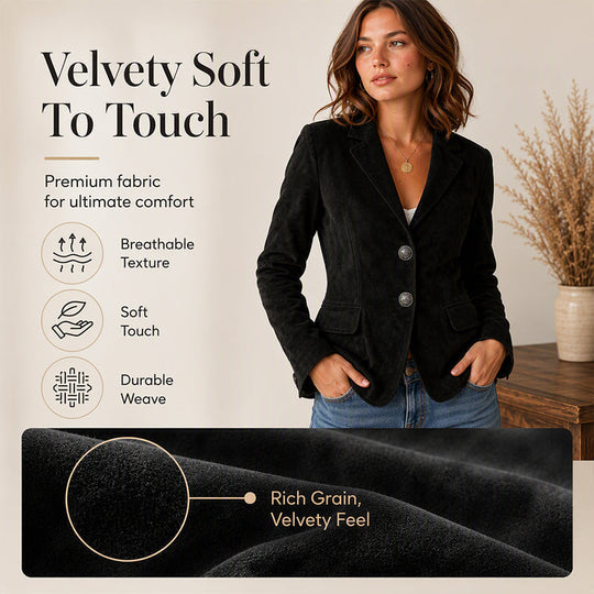 Women’s Chic Suede Slim-Fit Blazer – Elegant Fall Jacket