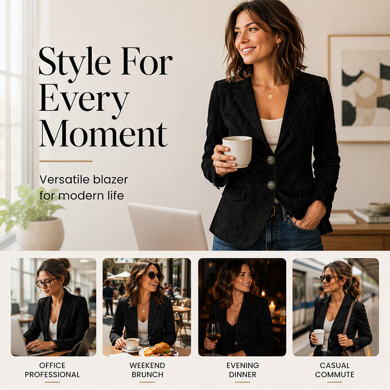 Women’s Chic Suede Slim-Fit Blazer – Elegant Fall Jacket