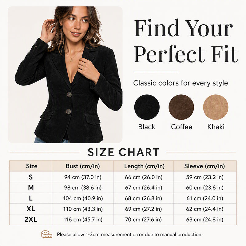 Women’s Chic Suede Slim-Fit Blazer – Elegant Fall Jacket