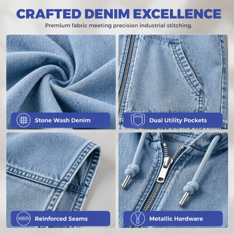 ✨ Easy Layering Style | Women's Oversized Hooded Denim Vest Jacket