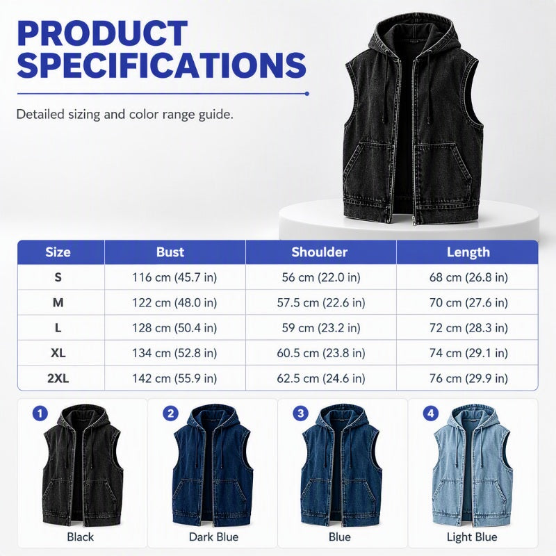 ✨ Easy Layering Style | Women's Oversized Hooded Denim Vest Jacket