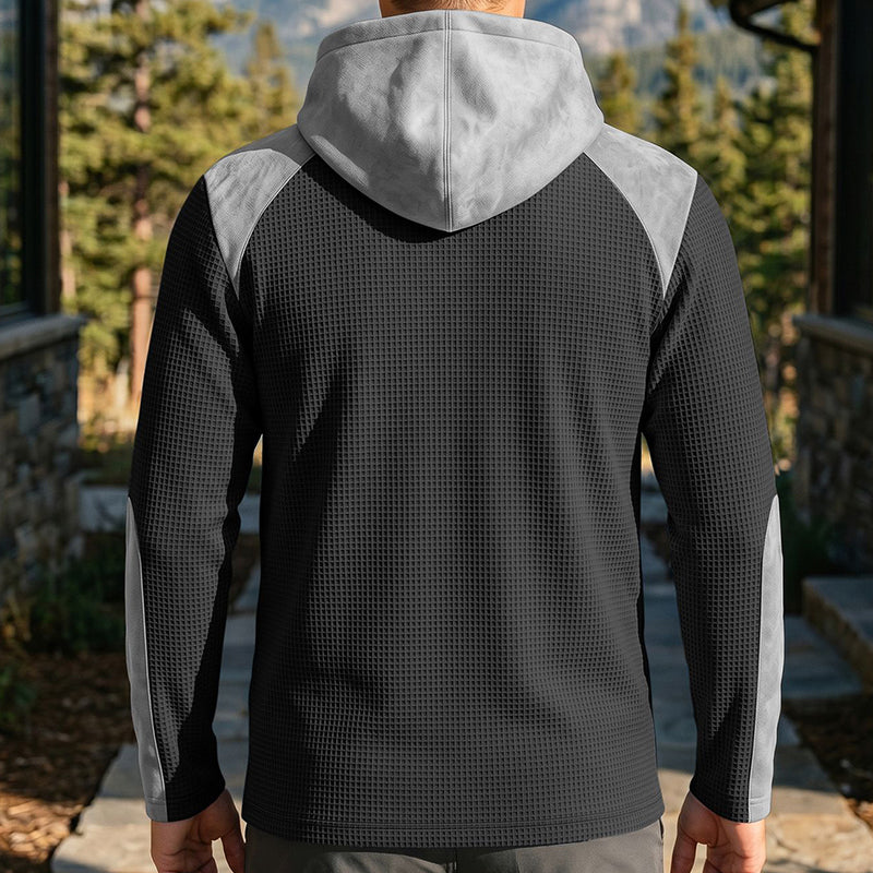 Sweat à capuche décontracté en maille color-block pour homme
