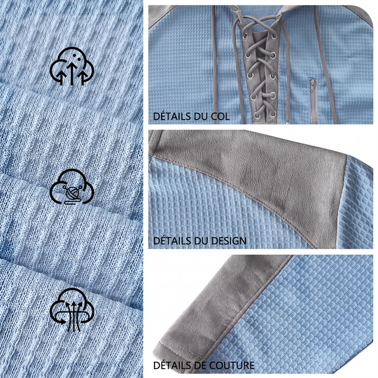 Sweat à capuche décontracté en maille color-block pour homme