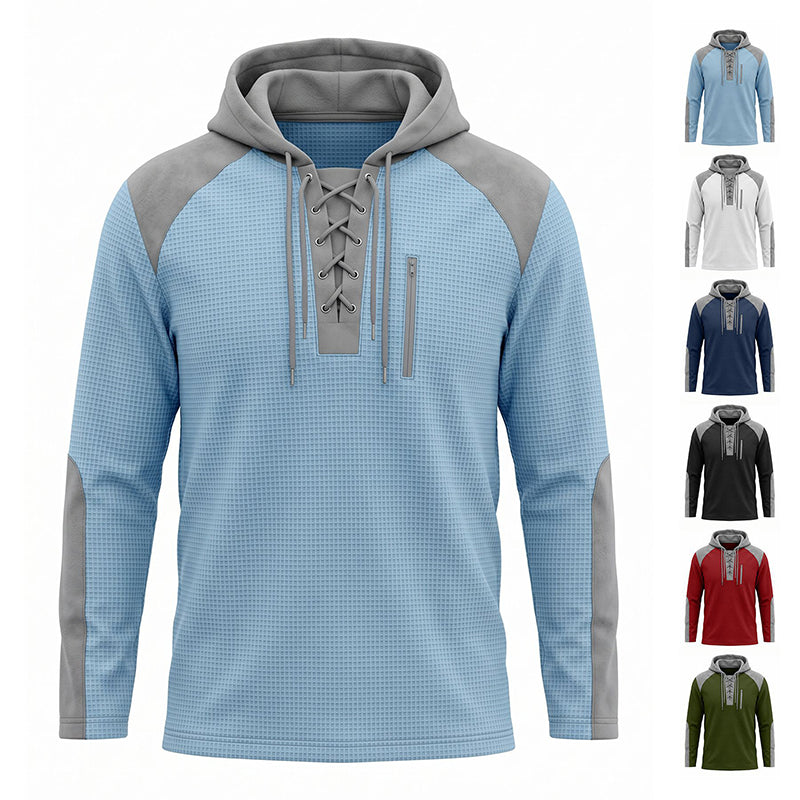Sweat à capuche décontracté en maille color-block pour homme