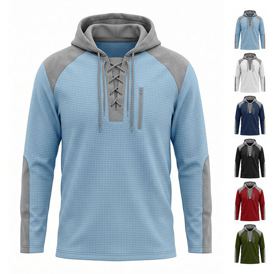 Sweat à capuche décontracté en maille color-block pour homme